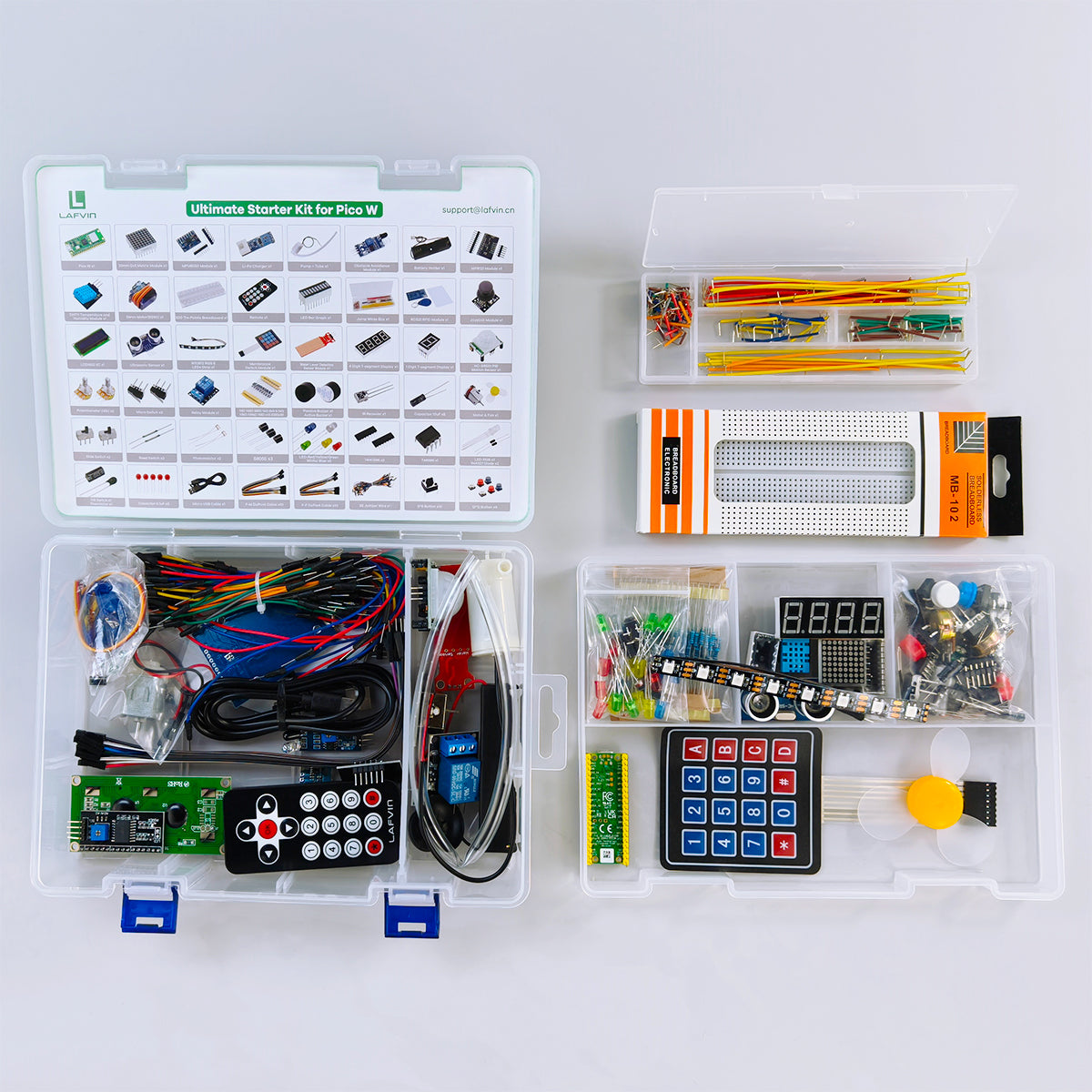 LAFVIN Ultimate Starter Kit for Pico W Module DIY Electronic Components, Support 3 Programming Languages, with Detailed Tutorial