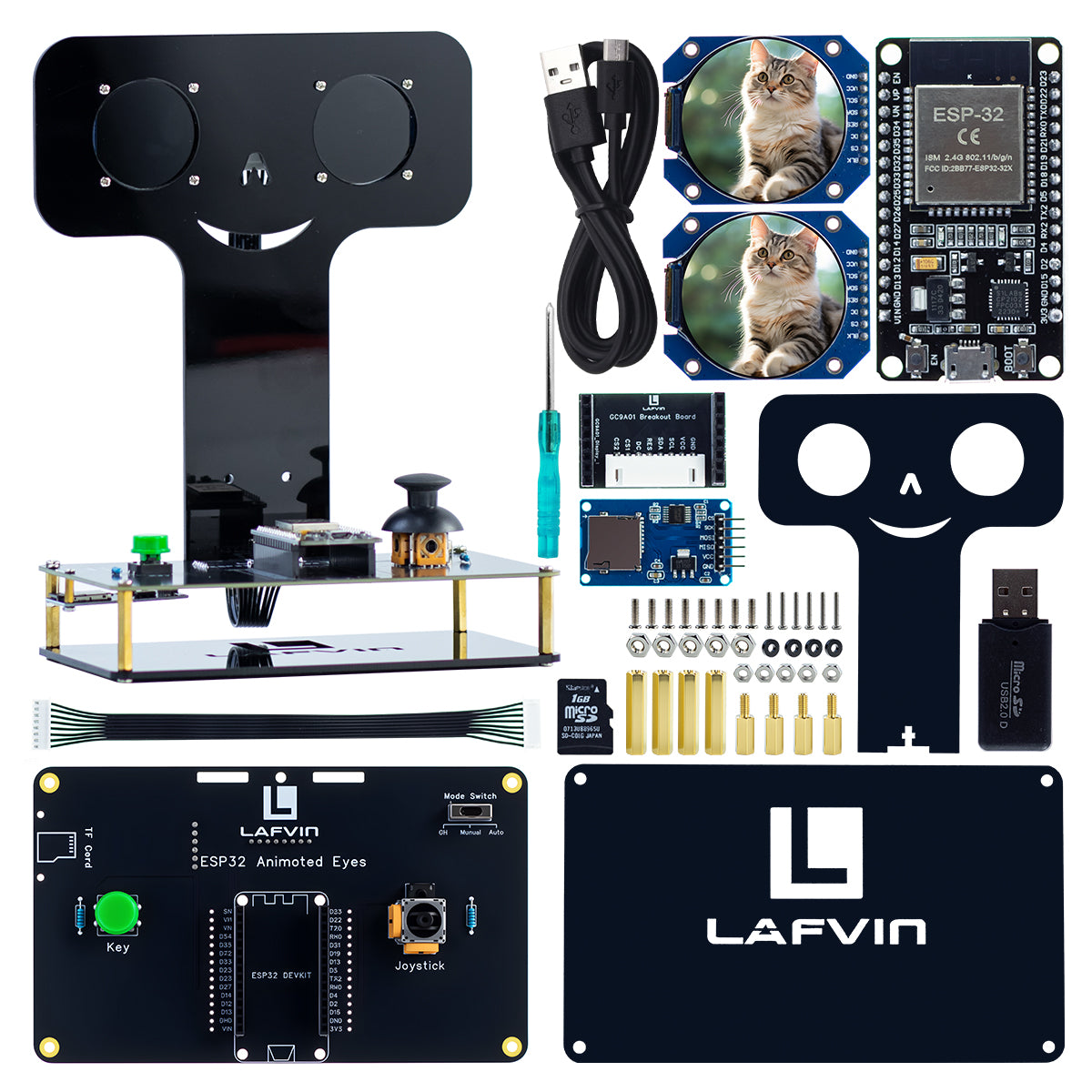 LAFVIN Bionic Eye Robot Kit with ESP32-DEVKIT-V1 Controller Module Programming, Programmable Kit, Includes Expansion Board
