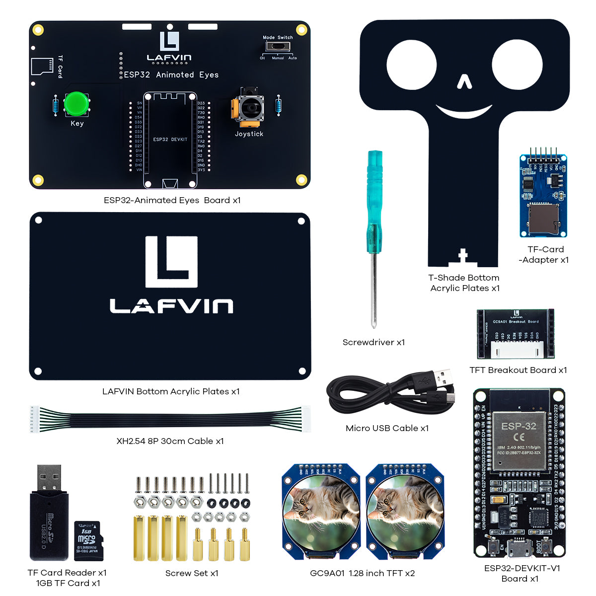 LAFVIN Bionic Eye Robot Kit with ESP32-DEVKIT-V1 Controller Module Programming, Programmable Kit, Includes Expansion Board