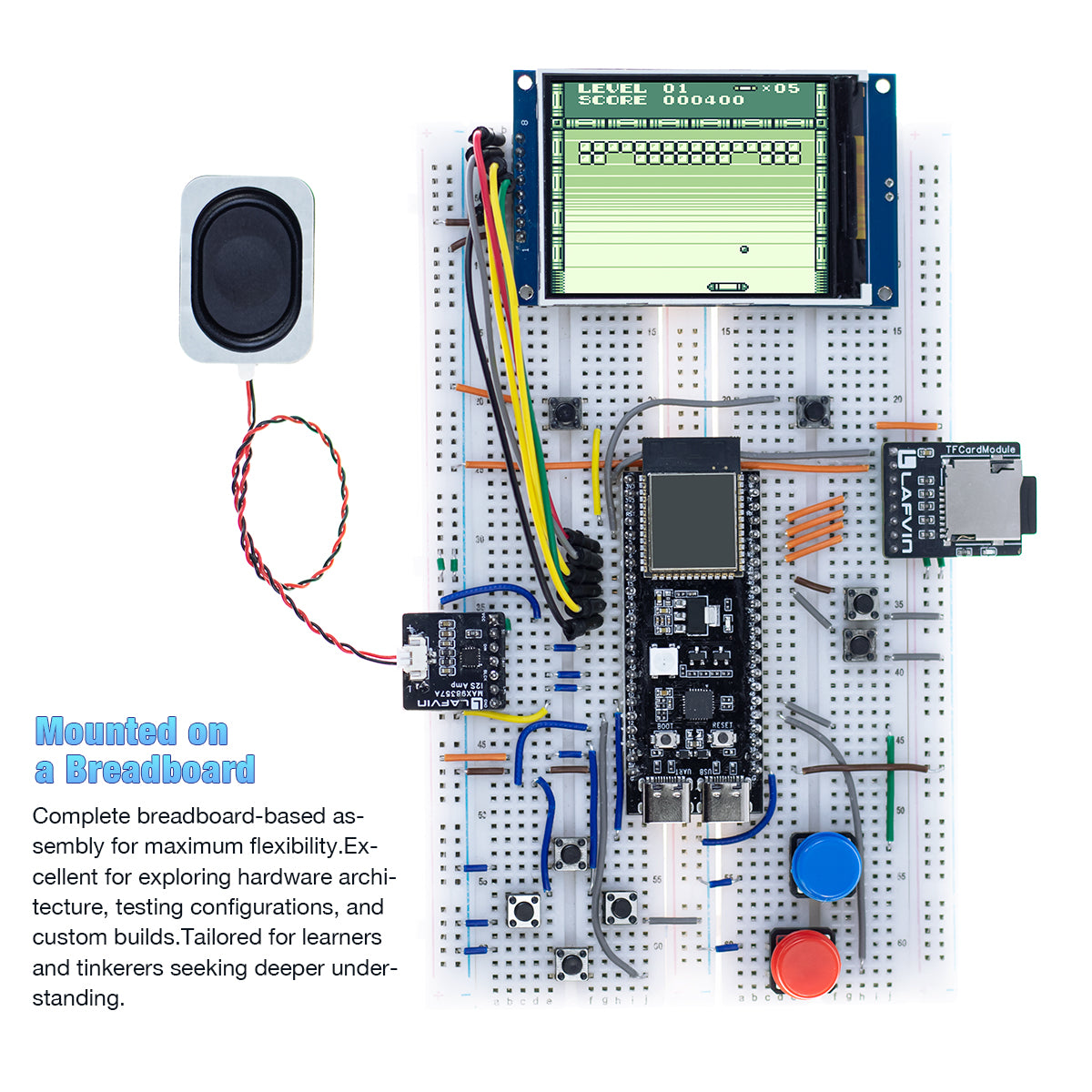LAFVIN ESP32S3 Retro Game Console Kit with 2.4-inch TFT-SPI Screen Integrated Circuit DIY Programming Kit