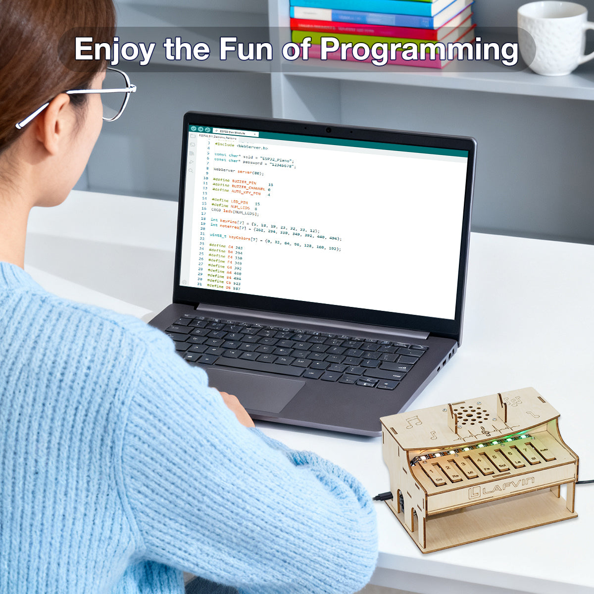LAFVIN DIY ESP32 Electronic Piano Kit Robot Starter Automation Projects Wooden Piano Music Learning Kit
