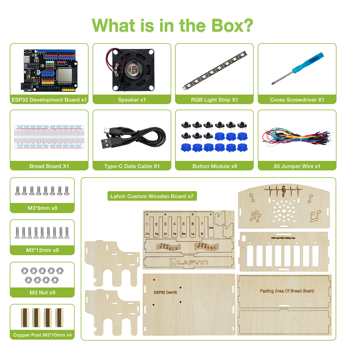 LAFVIN DIY ESP32 Electronic Piano Kit Robot Starter Automation Projects Wooden Piano Music Learning Kit