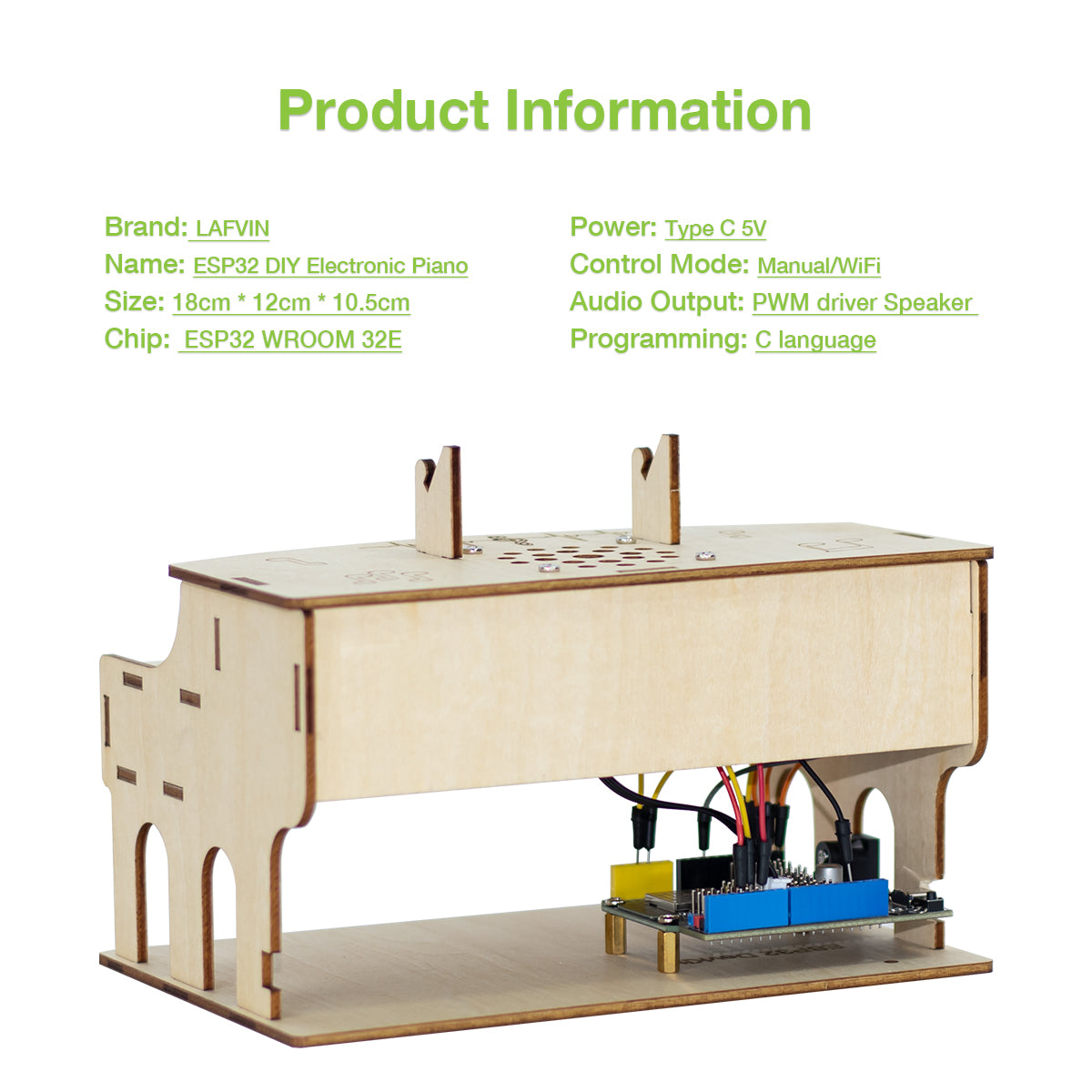 LAFVIN DIY ESP32 Electronic Piano Kit Robot Starter Automation Projects Wooden Piano Music Learning Kit