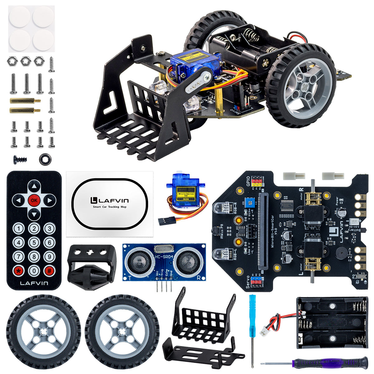 LAFVIN Micro:Bit-Smart Car 2WD Programmable DIY Robotics Kit STEM Educational Coding Building Kit for Students Beginners