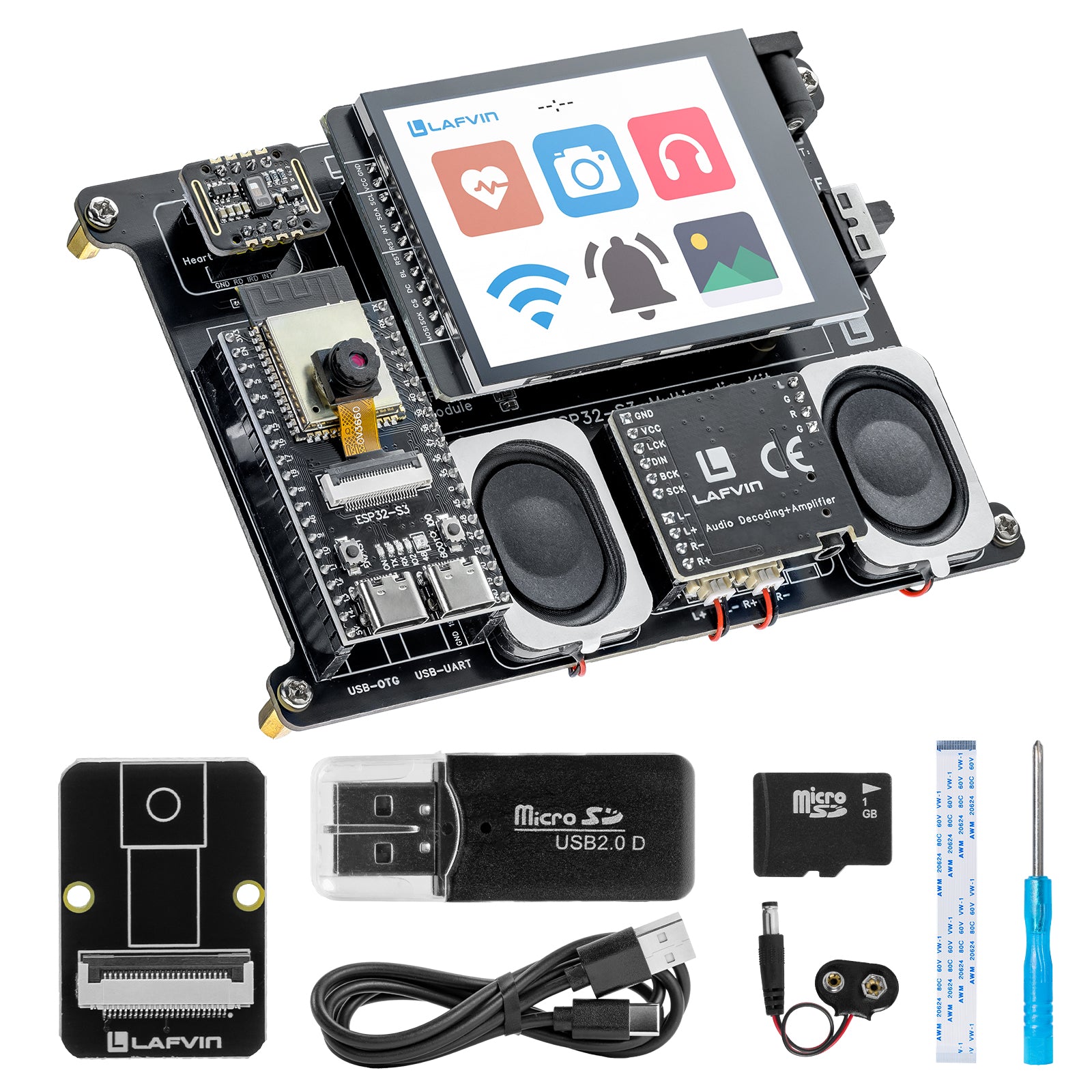 LAFVIN ESP32-S3 Multimedia Kit ESP32-S3-WROOM Controller Board with 2.8-inch Color Display Screen,OV3660 Camera Module