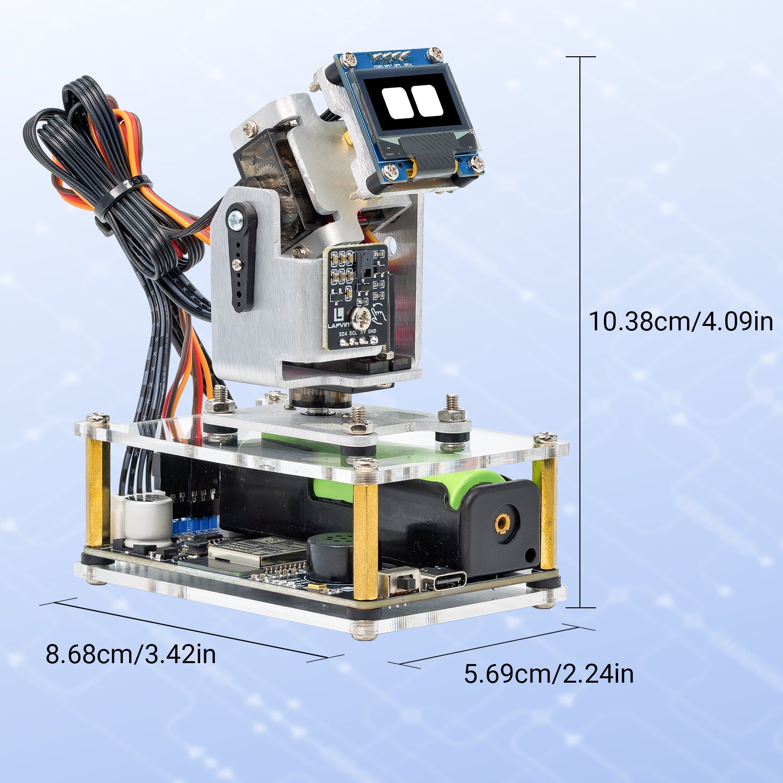 LAFVIN ESP32-S3 Desktop AI Gimbal Robot DIY Electronic Project Kit Desktop Robot Supports Gesture Recognition and Intelligent Voice Interaction Functions