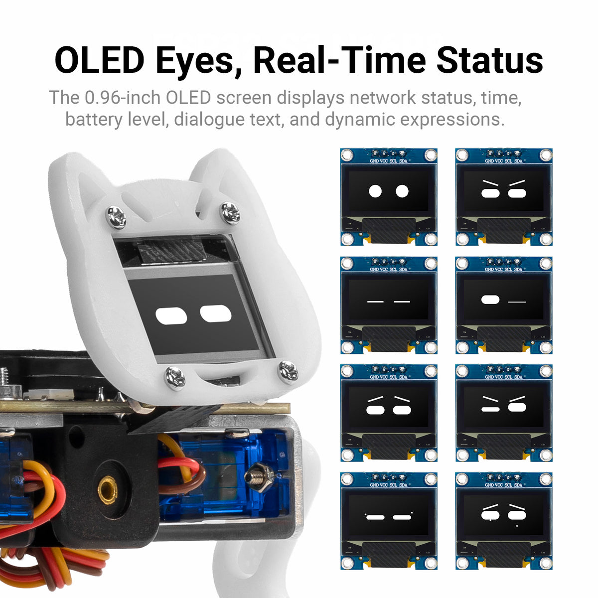 LAFVIN ESP32 S3 4DOF AI Robot Dog Kit Integrating AI Voice Interaction, Bionic Motion, OLED Facial Expression Display