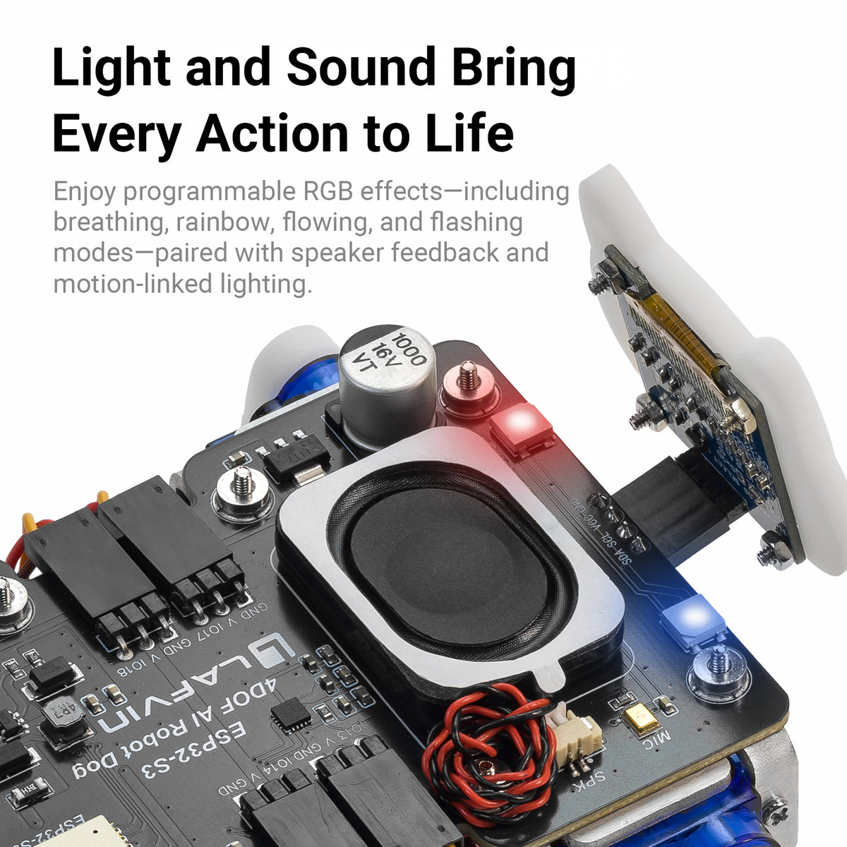 LAFVIN ESP32 S3 4DOF AI Robot Dog Kit Integrating AI Voice Interaction, Bionic Motion, OLED Facial Expression Display