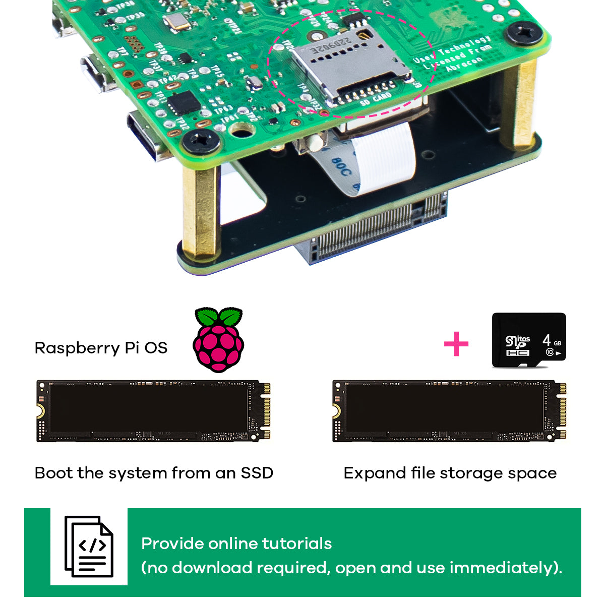LAFVIN M.2 NVMe SSD Adapter for Raspberry Pi 5 - PCIe Gen3 High-Speed, Compatible with 2230/2242/2260/2280 sizes