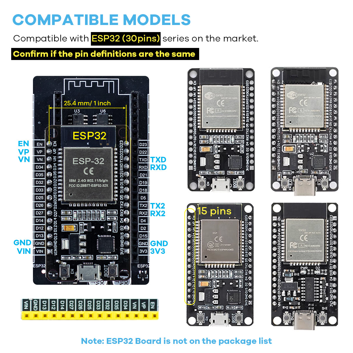 LAFVIN Breakout Board for ESP32/ESP32-S3 WROOM Module Sensor Blocks, Terminal Block Shield HAT with Pin Header