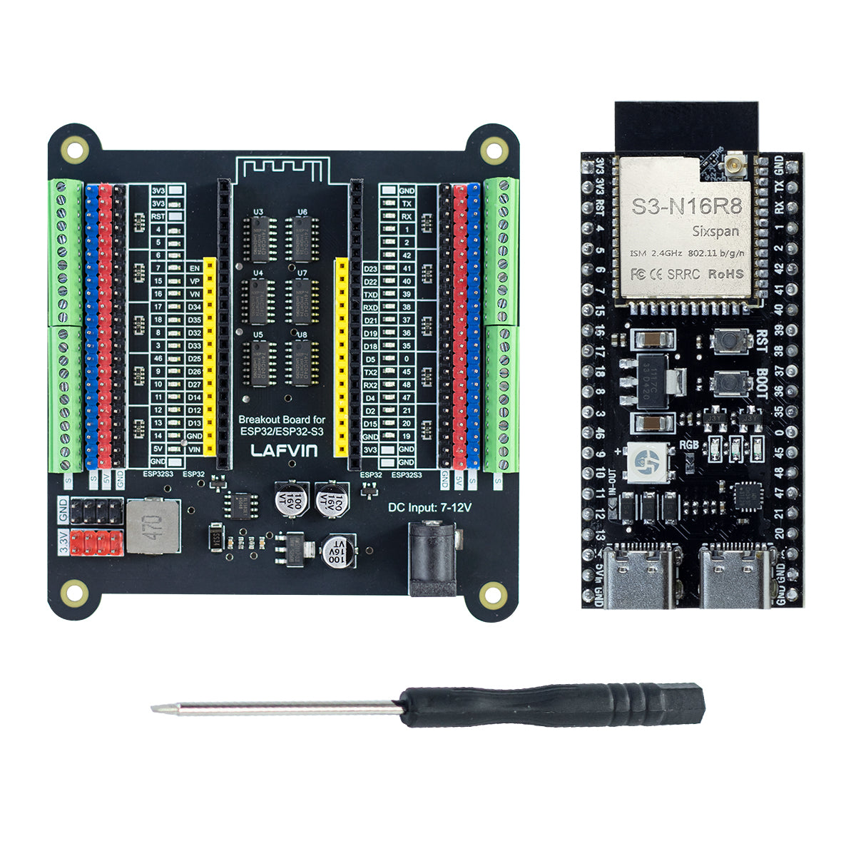 LAFVIN Breakout Board for ESP32/ESP32-S3 WROOM Module Sensor Blocks, Terminal Block Shield HAT with Pin Header