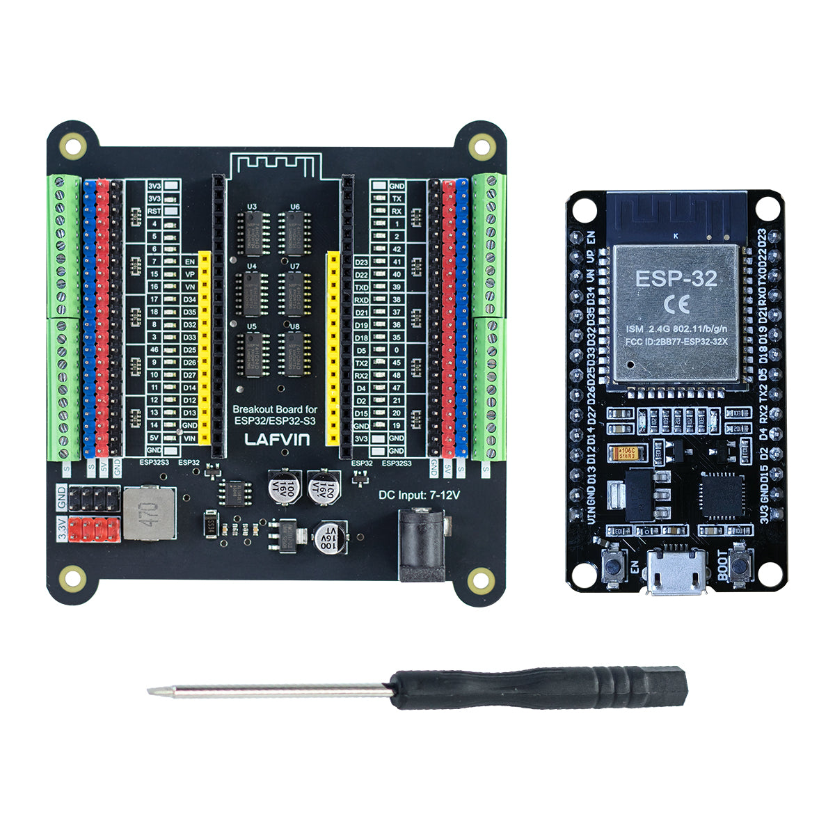 LAFVIN Breakout Board for ESP32/ESP32-S3 WROOM Module Sensor Blocks, Terminal Block Shield HAT with Pin Header