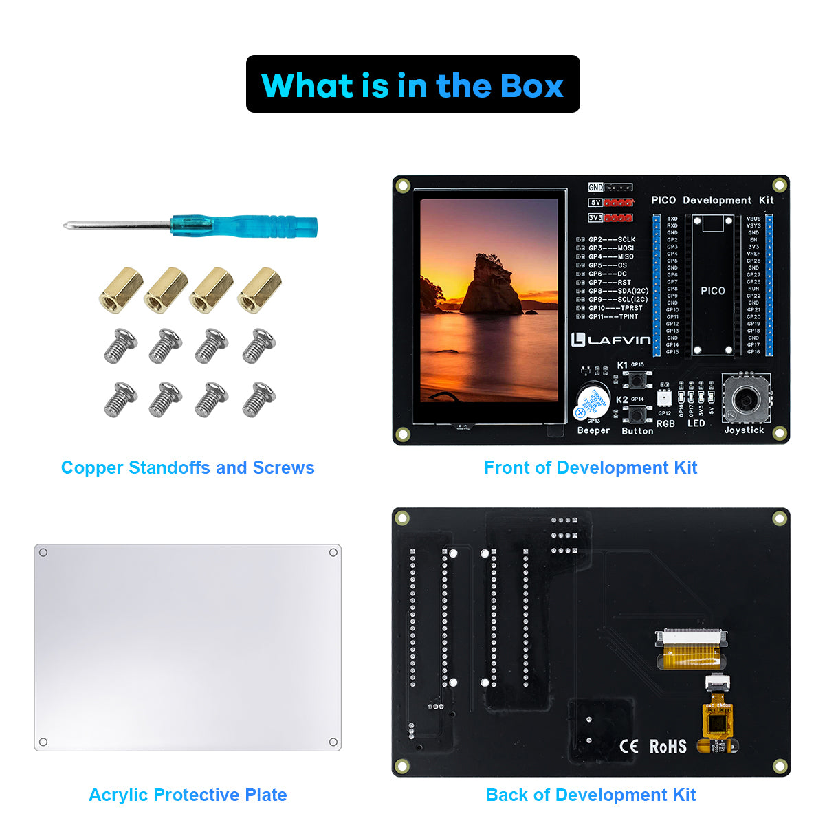 LAFVIN Raspberry Pi Pico/Pico W Expansion Board Module with 3.5-inch IPS TFT Touch Screen LED Indicator Kit