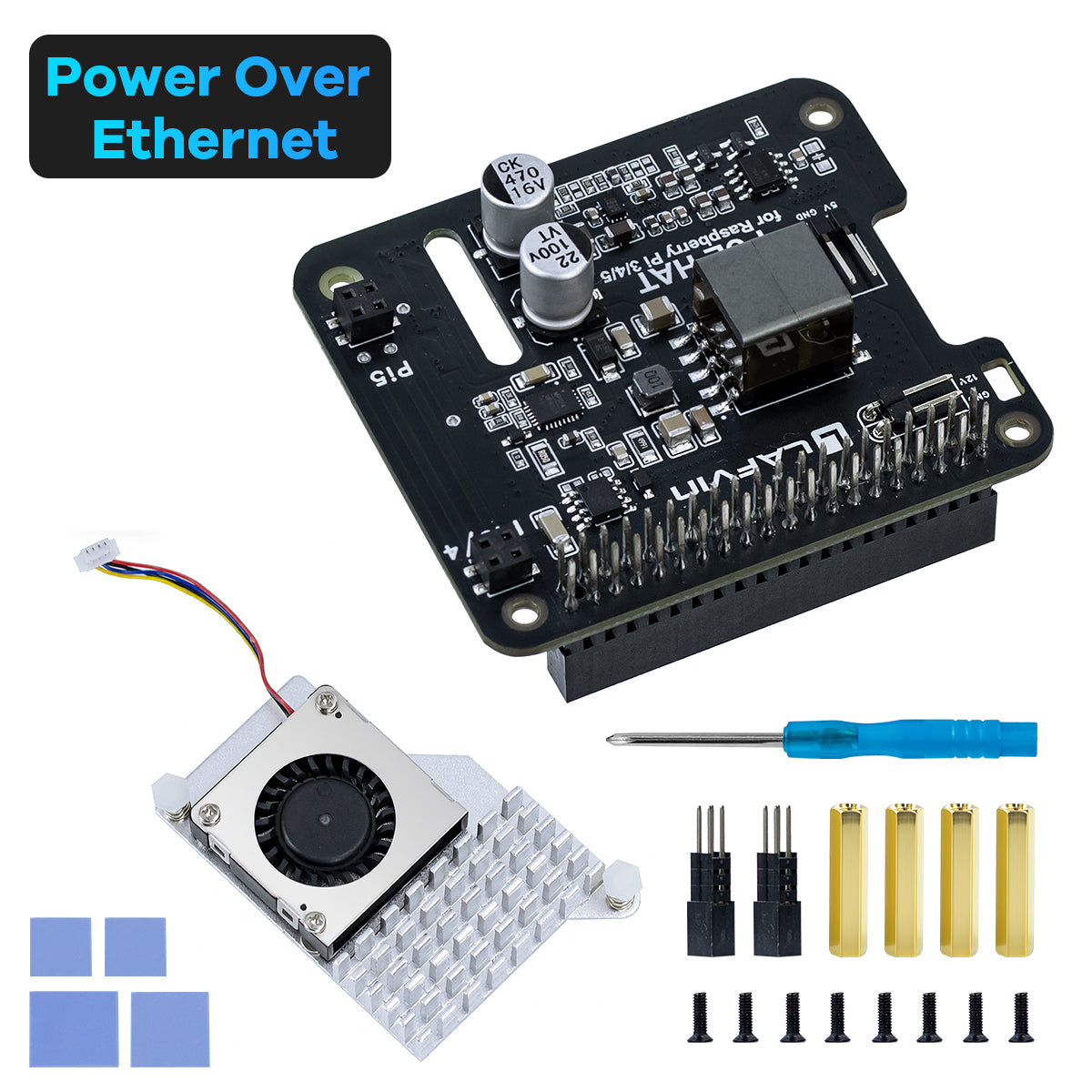 LAFVIN POE HAT for Raspberry Pi 3B+/4B/5 Power Over Ethernet Expansion Board