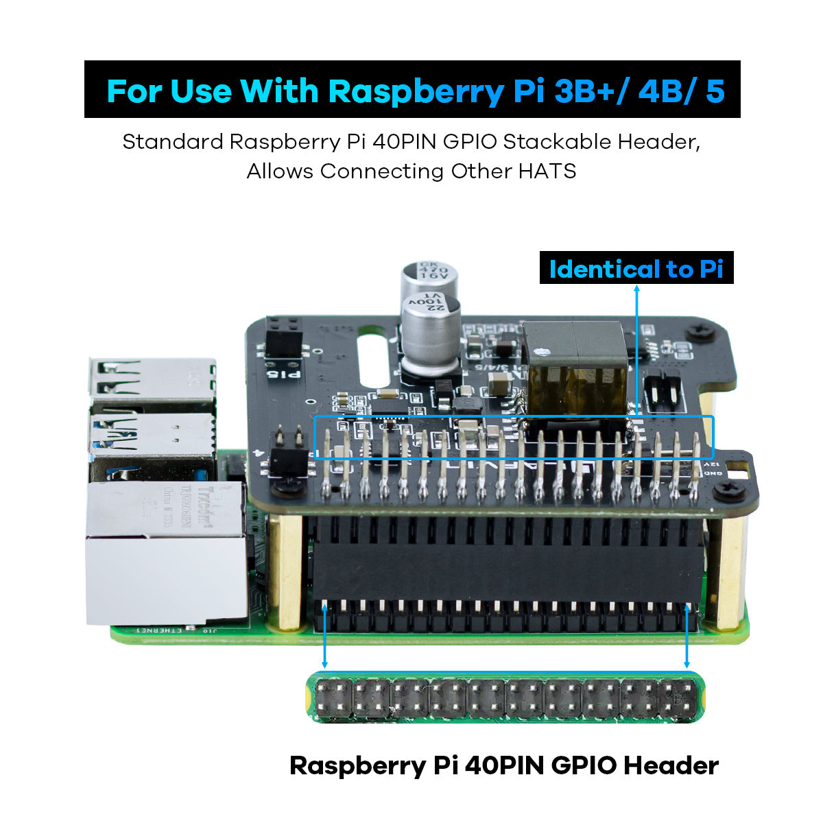 LAFVIN POE HAT for Raspberry Pi 3B+/4B/5 Power Over Ethernet Expansion Board