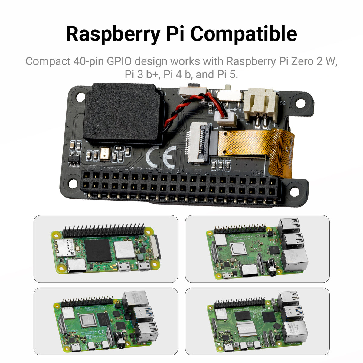 LAFVIN Audio Display HAT for Raspberry Pi with 1.69-inch Color Display Screen Audio + Display Expansion Board