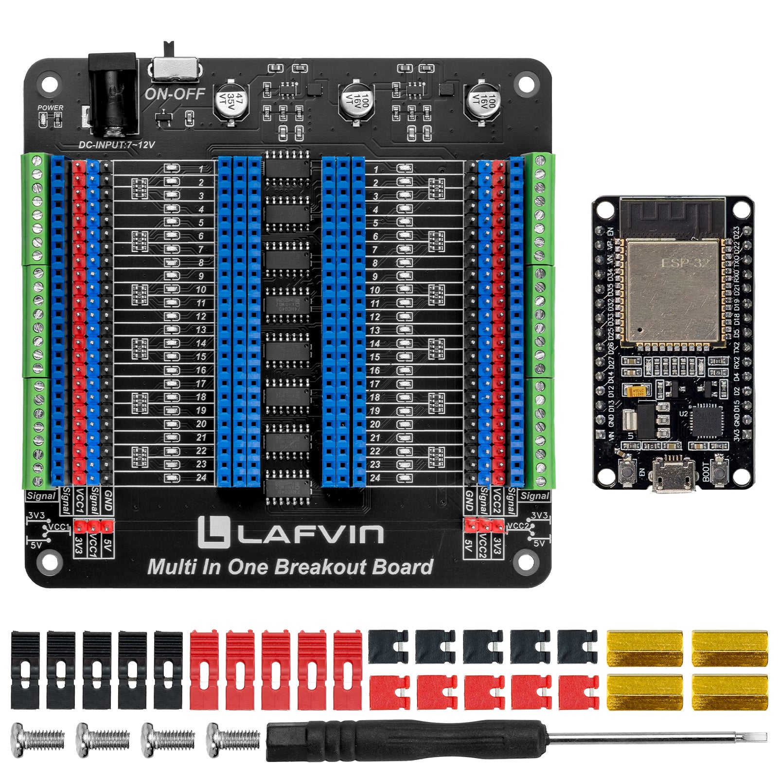 LAFVIN Multi in One Breakout Board, Multi-Channel GPIO Expansion Module Breadboard Extender for Arduino ESP32 ESP32-S3 Module