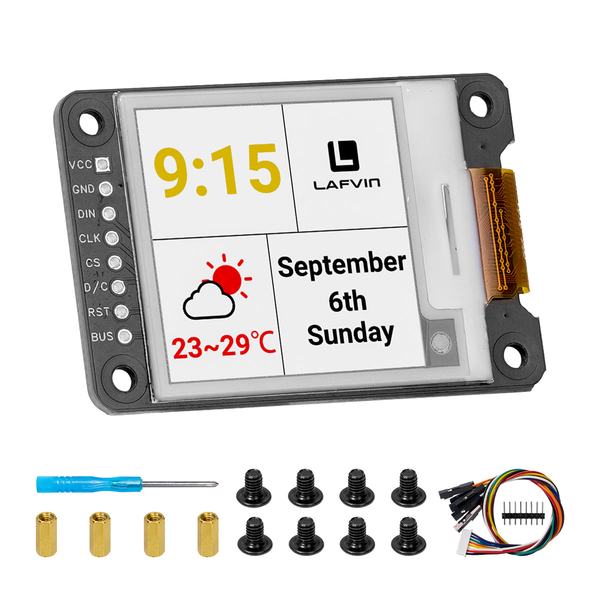 1.54 Inch E-Paper Display Module, Four Color E-Ink Screen SPI Interface for DIY Electronics Shelf Label Project, DIY Weather Station Clock Project