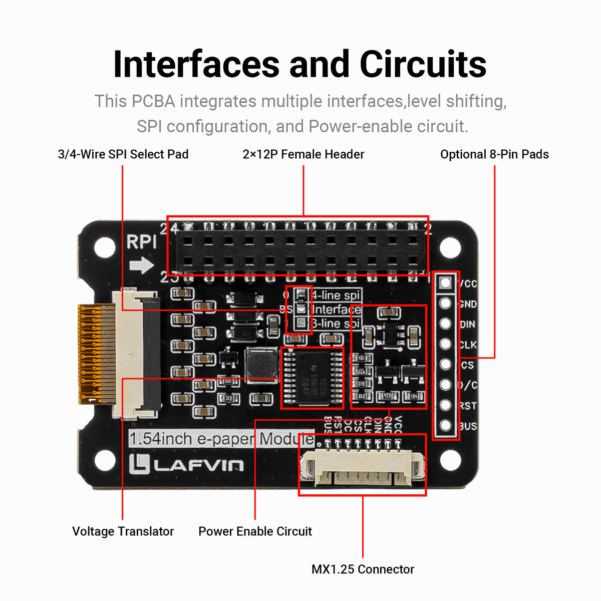 1.54 Inch E-Paper Display Module, Four Color E-Ink Screen SPI Interface for DIY Electronics Shelf Label Project, DIY Weather Station Clock Project