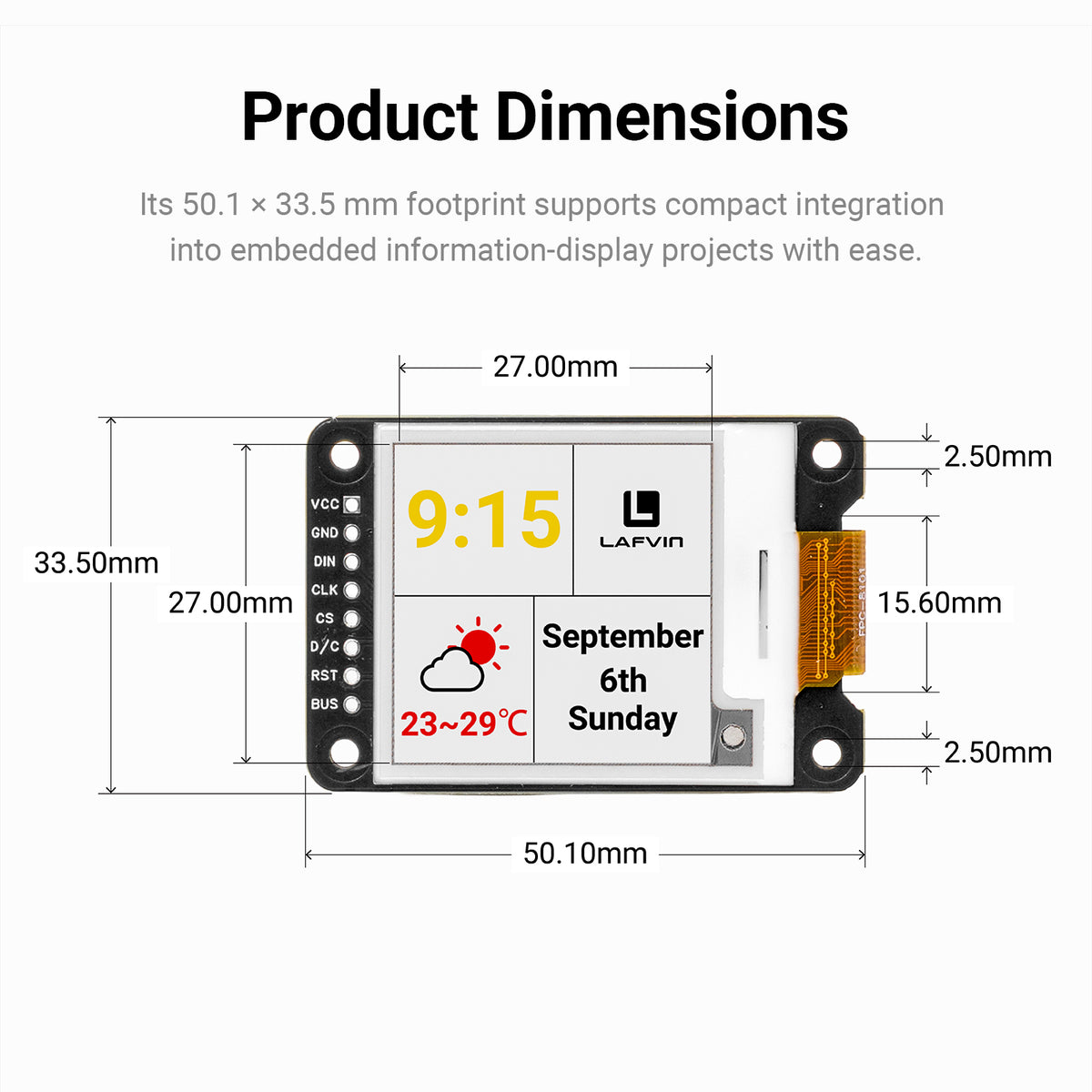 1.54 Inch E-Paper Display Module, Four Color E-Ink Screen SPI Interface for DIY Electronics Shelf Label Project, DIY Weather Station Clock Project