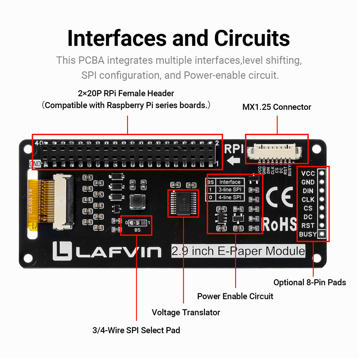 2.9inch E-paper Module Four-color Electronic Paper Display SPI E-Paper Screen with Ultra-Low Power & Wide Viewing Angle for Arduino