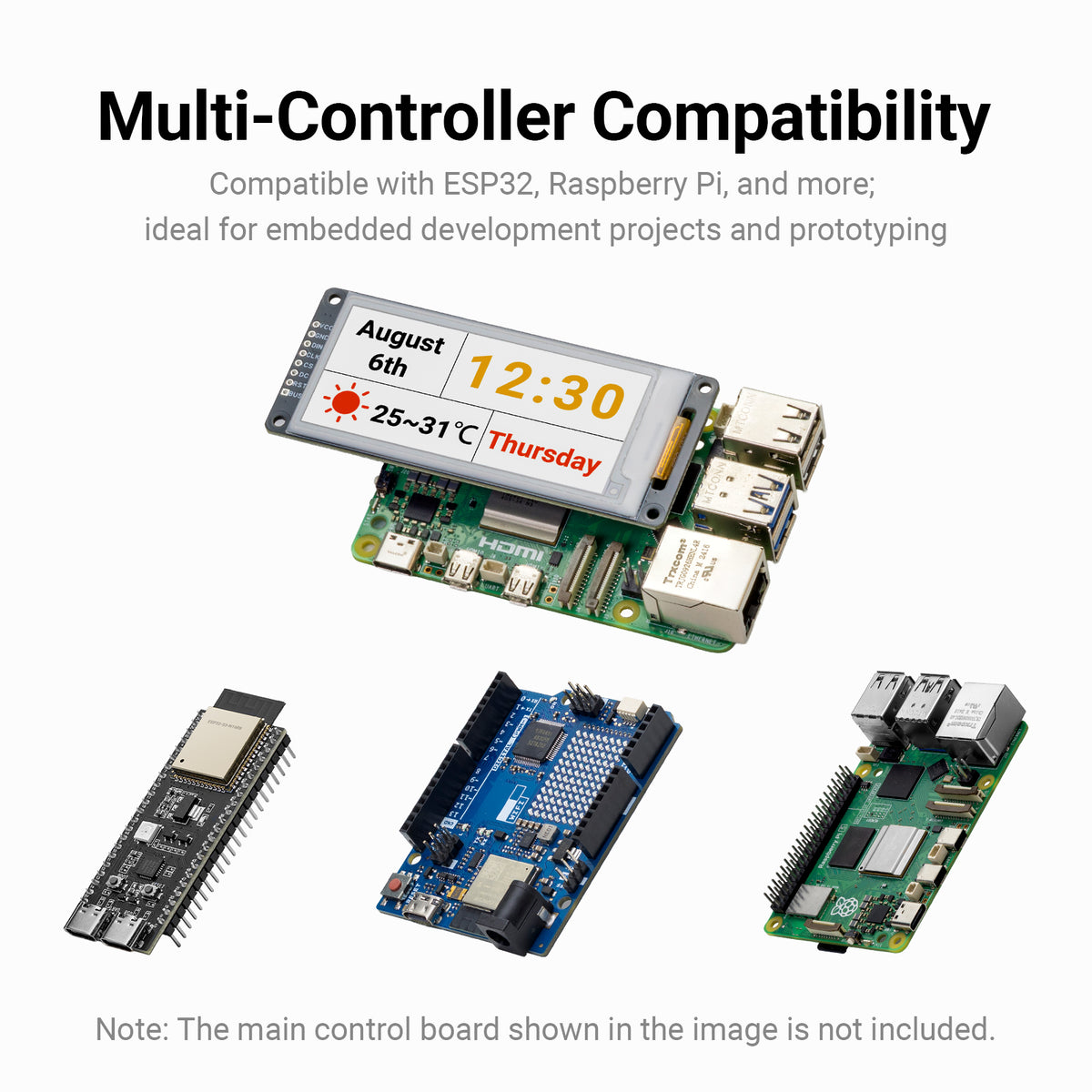 2.9inch E-paper Module Four-color Electronic Paper Display SPI E-Paper Screen with Ultra-Low Power & Wide Viewing Angle for Arduino