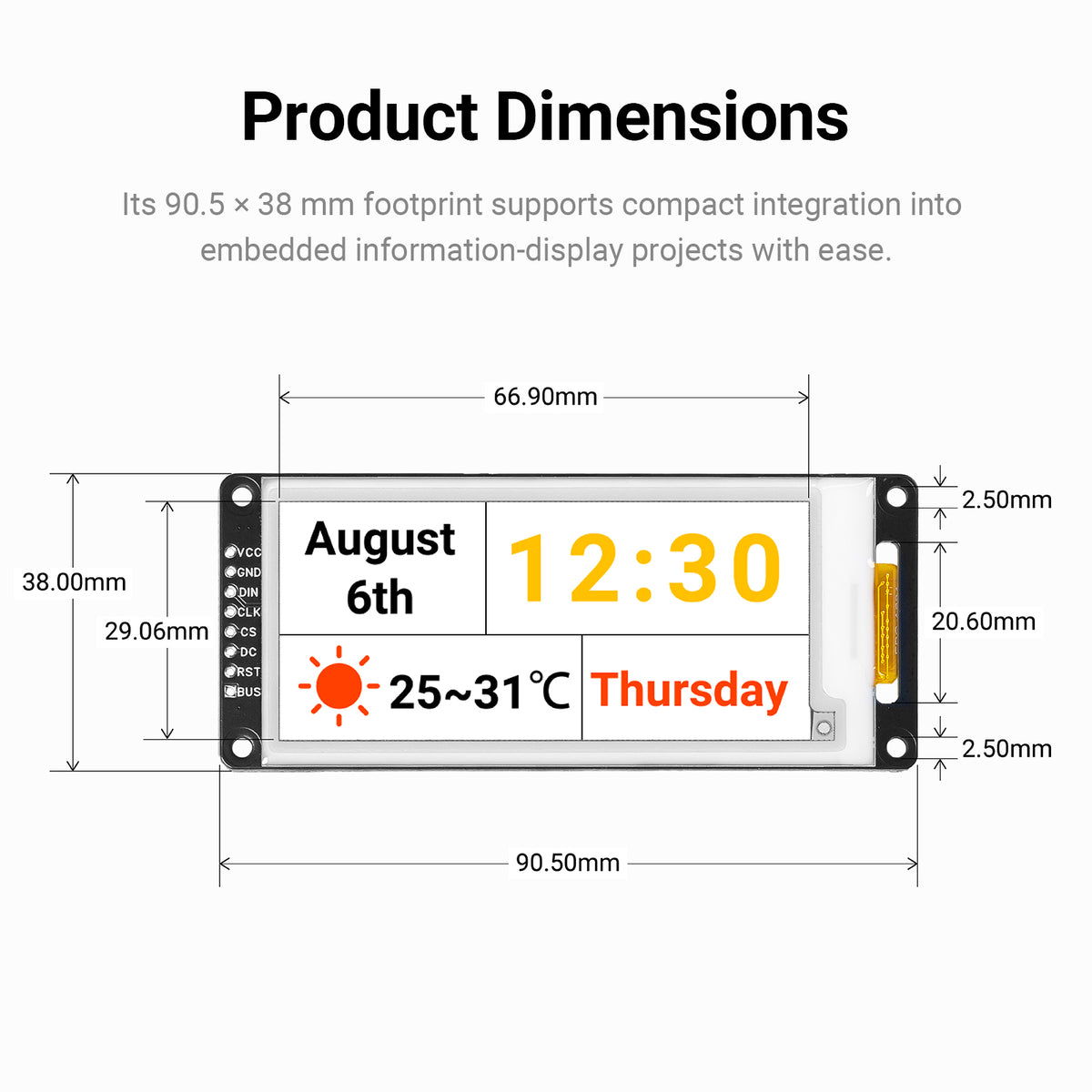 2.9inch E-paper Module Four-color Electronic Paper Display SPI E-Paper Screen with Ultra-Low Power & Wide Viewing Angle for Arduino