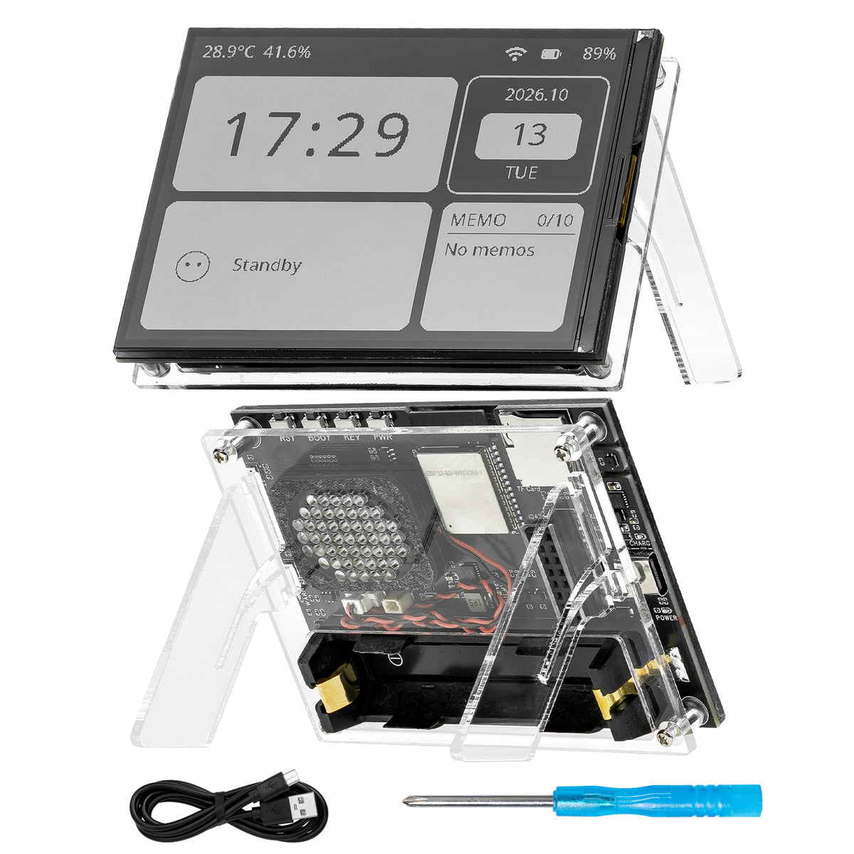 LAFVIN ESP32-S3 4.2 Inch Reflection Display Board, WiFi BLE with Microphone Temp Humidity Sensor RTC for IoT Project