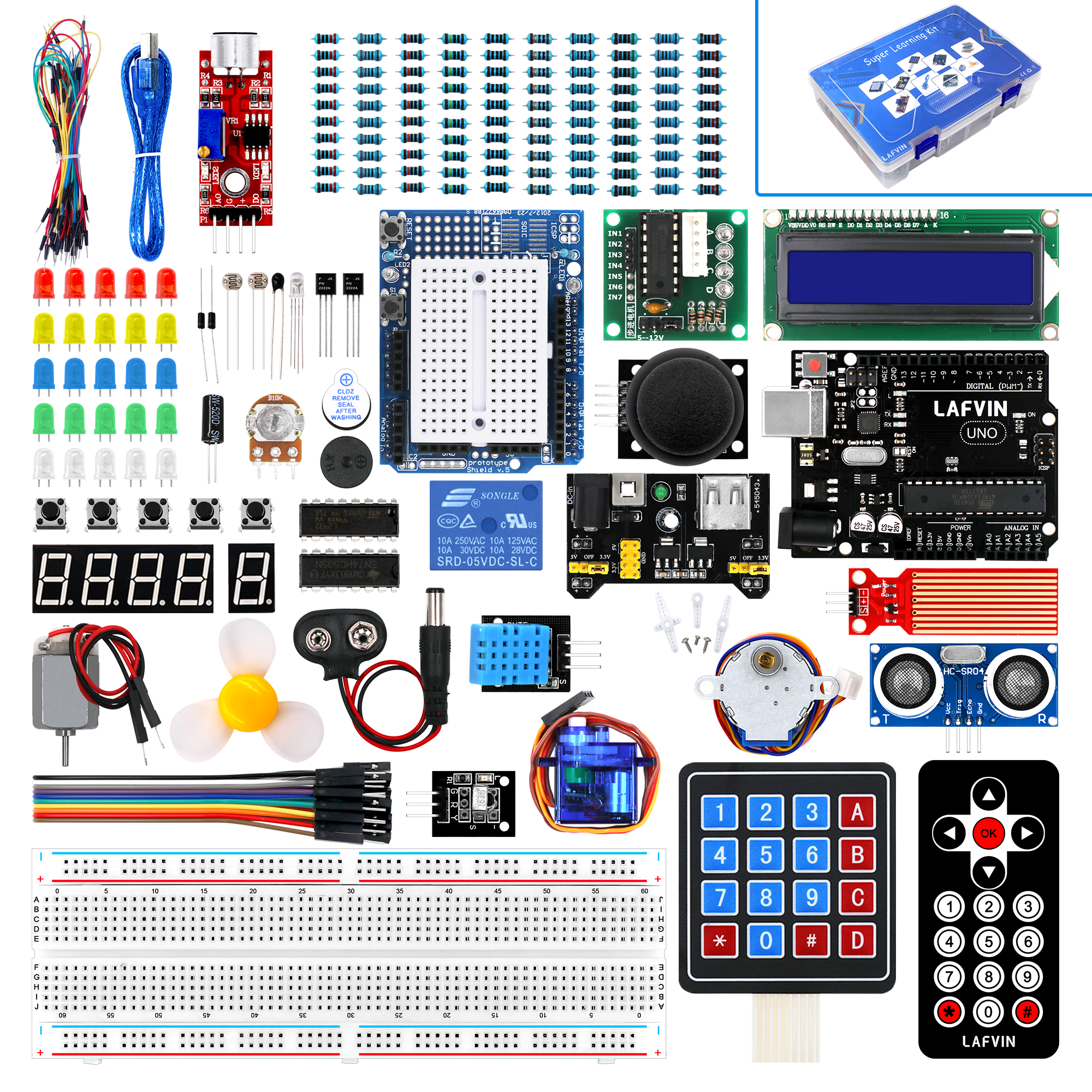 LAFVIN Super Starter Kit for Arduino Programming DIY Electronic Kit with R3 Board/Step Motor/SG90 Servo/1602 LCD/Jumper Wire/Tutorial