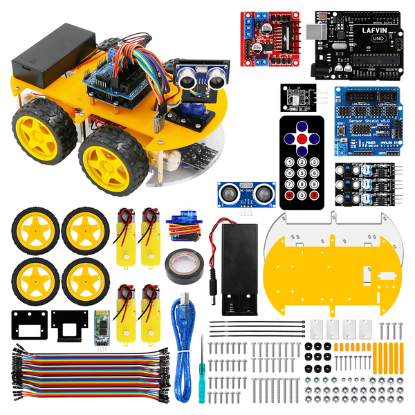 LAFVIN Smart Robot Car Kit for UNO R3 for Arduino with Ultrasonic Sensor, Bluetooth Module, IR Control, Line Tracking, Tutorial