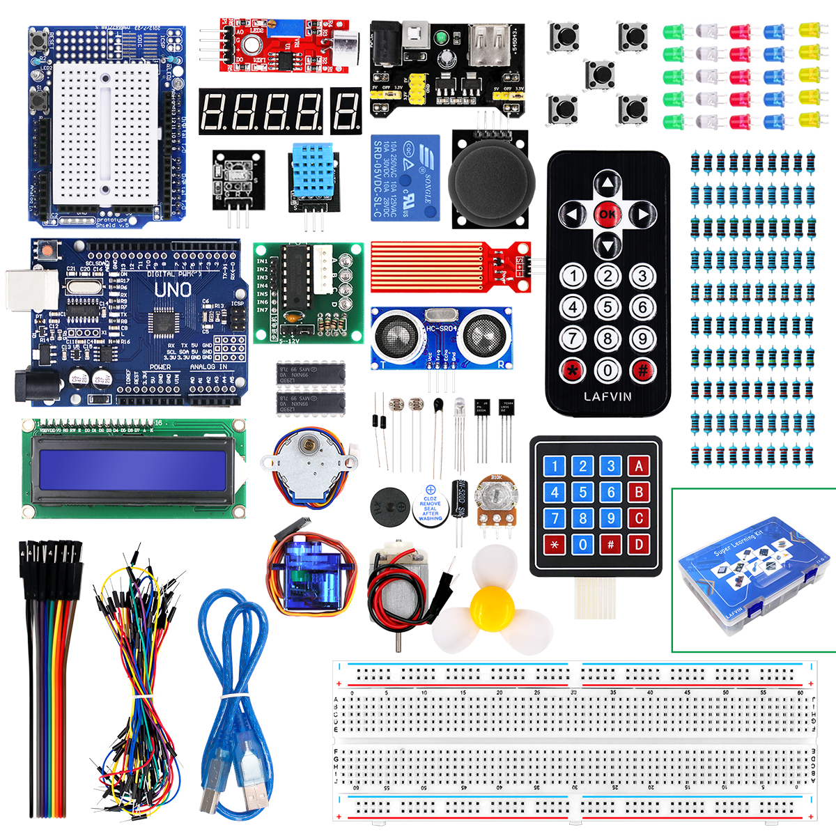 LAFVIN Super Learning Kit for Arduino for UNO R3 CH340 R3 Board Programming Kit with Breadboard/Step Motor with Tutorial