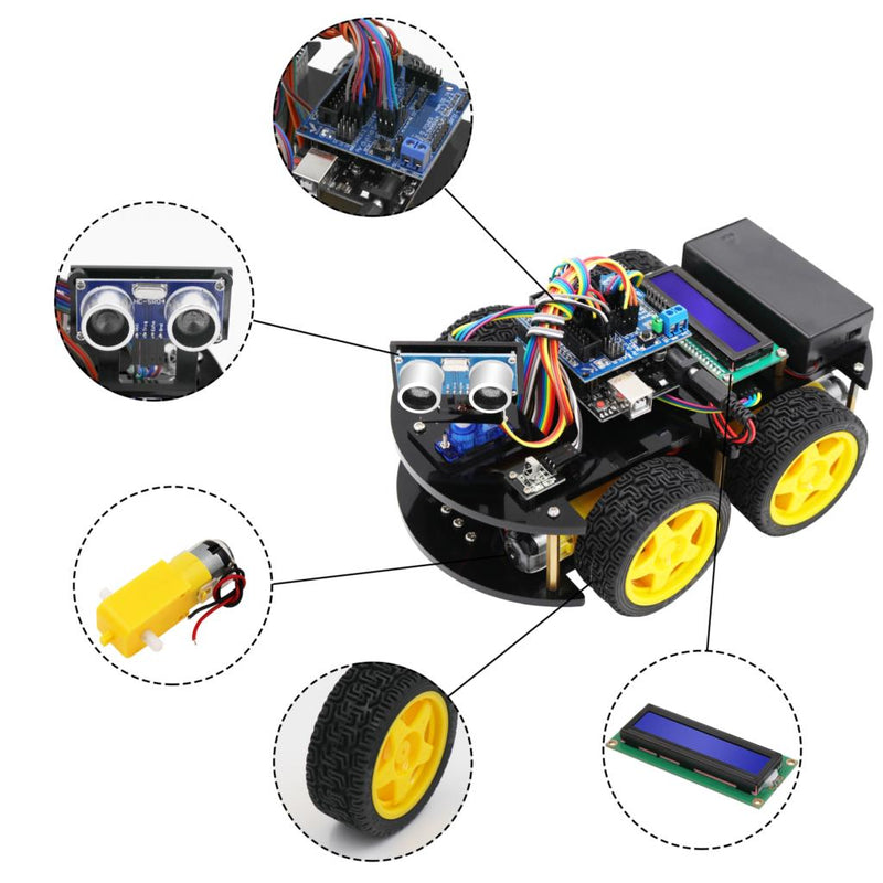 LAFVIN Multi-functional Smart Robot Car Kit for Arduino for UNO , with Ultrasonic Sensor, Bluetooth Module, Line Tracking Module