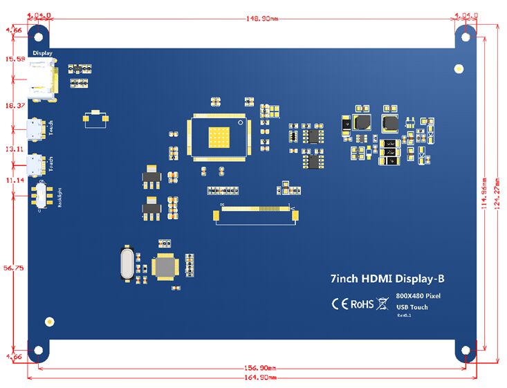 New 7 inch Raspberry Pi 3 Model B+ LCD Display Touch Screen LCD 800*480 HDMI TFT Monitor