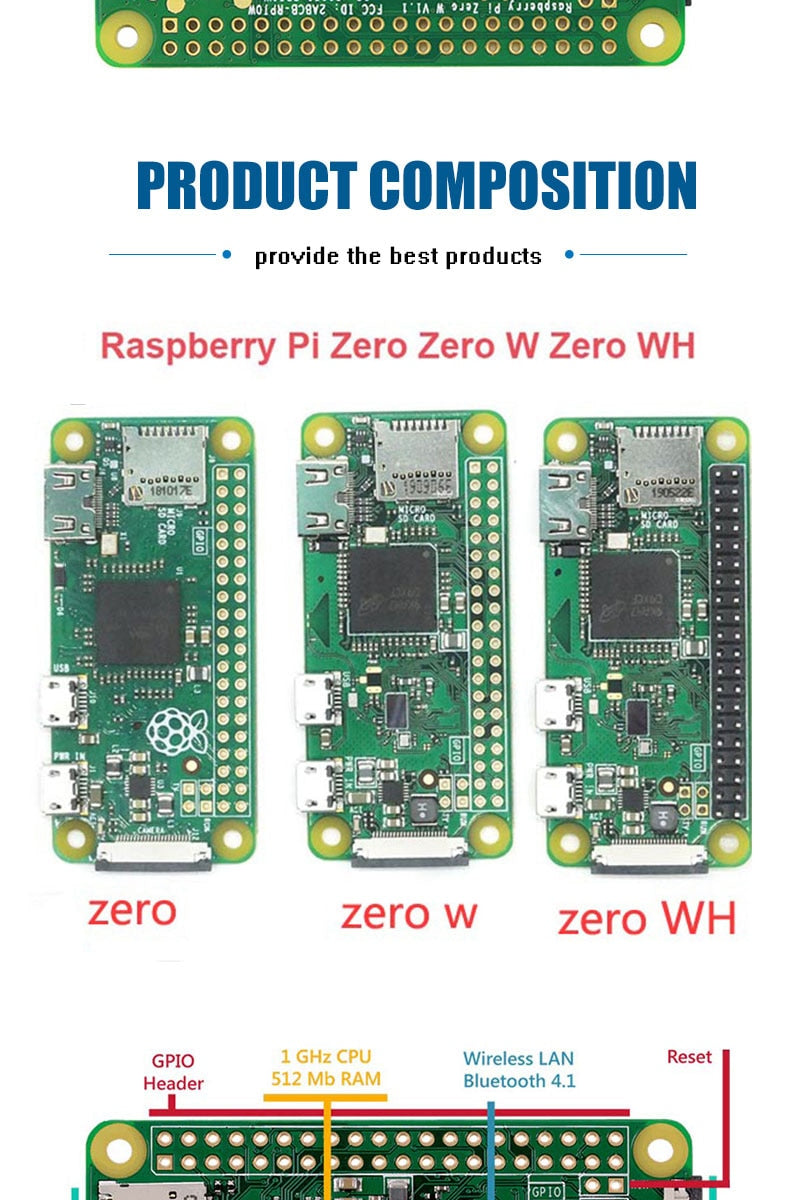 Raspberry Pi ZERO/ ZERO W/ZERO WH/ZERO 2W wireless WIFE bluetooth board with 1GHz CPU 512MB RAM Raspberry Pi ZERO Version 1.3