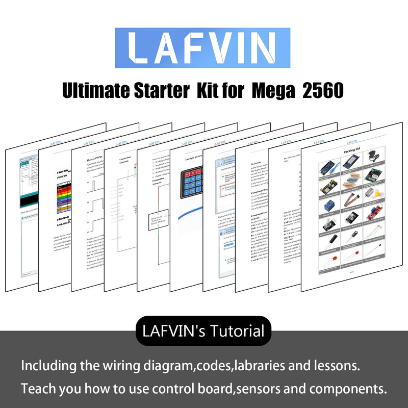 LAFVIN Ultimate Starter Kit for Mega 2560 The Most Complete with Tutorial for Arduino Mega2560 R3