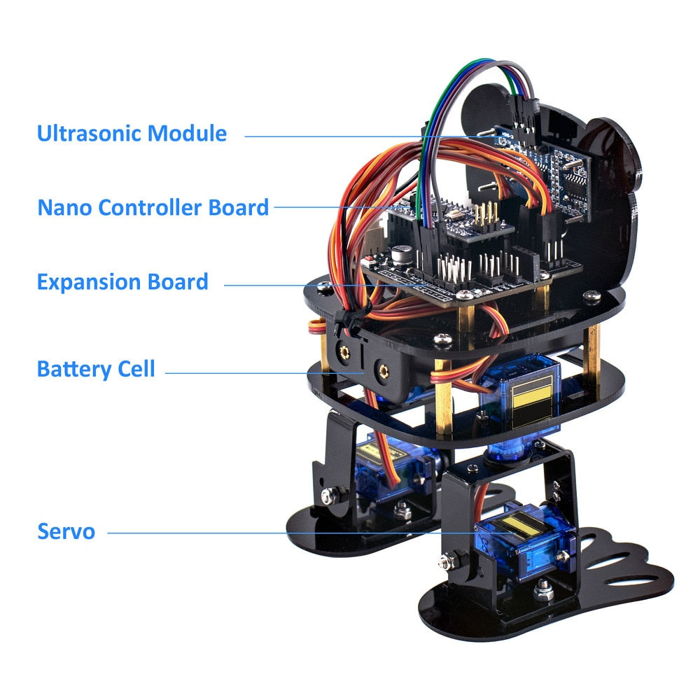 LAFVIN DIY 4-DOF Panda Robot Kit Programmable Dancing Robot Kit for Arduino Nano Electronic Kit/ Support Android APP Control