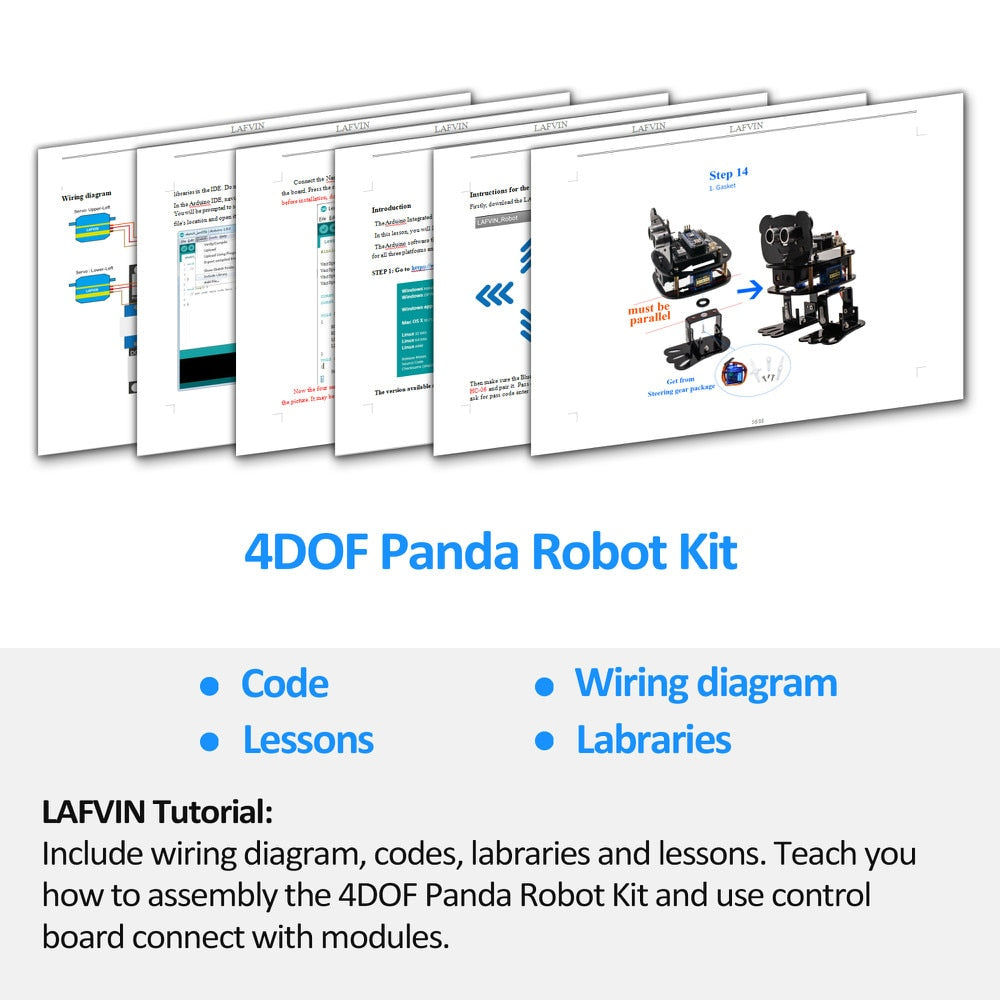 LAFVIN DIY 4-DOF Panda Robot Kit Programmable Dancing Robot Kit for Arduino Nano Electronic Kit/ Support Android APP Control