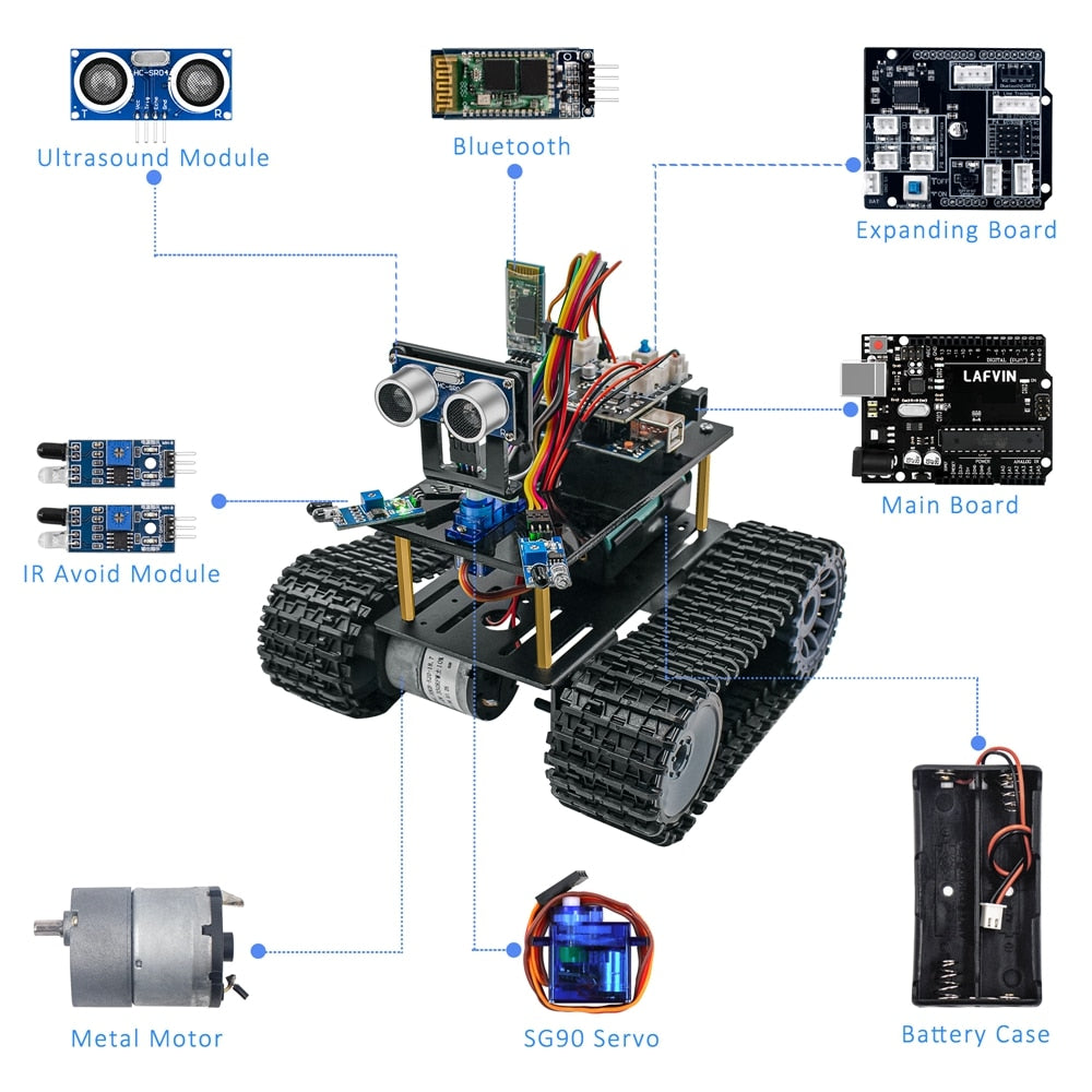 LAFVIN Mini Tank Robot Smart Robot Car Kit for Arduino Robot Education Programming Kit with Tutorial
