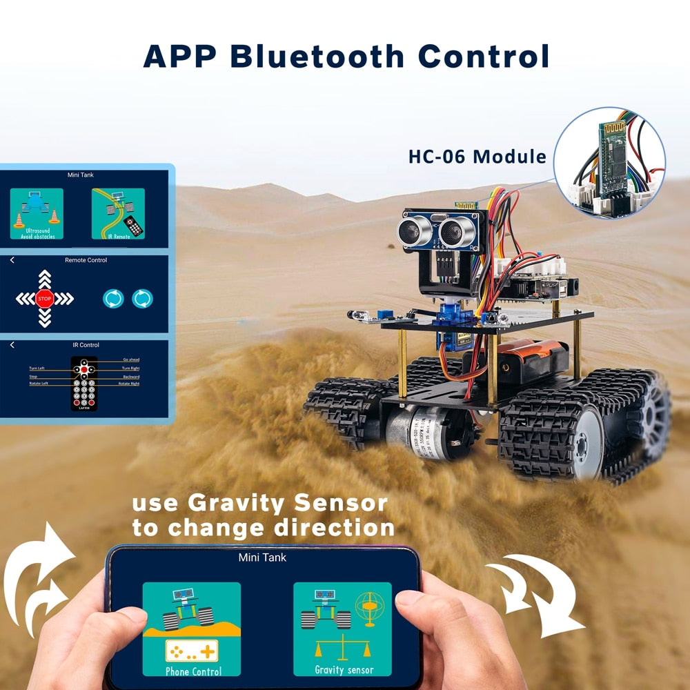 LAFVIN Mini Tank Robot Smart Robot Car Kit for Arduino Robot Education Programming Kit with Tutorial