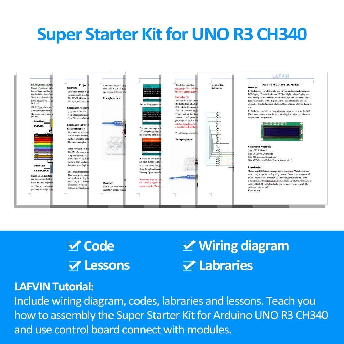 LAFVIN Super Starter Kit Learning Kit for Arduino UNO R3 DIY Kit with Retail Box - R3 CH340 Board