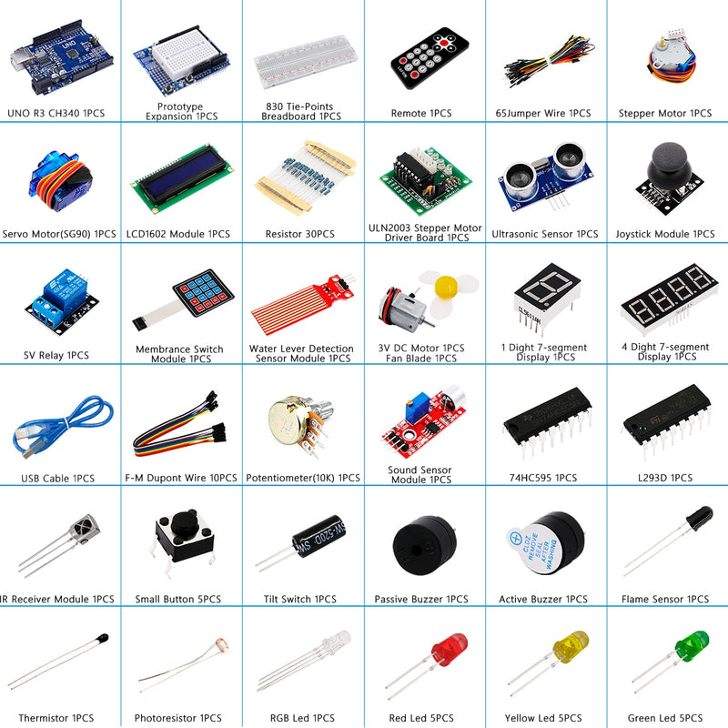 Ultra Basic Starter Kit for Arduino UNO(CH340) DIY Kit + Retail Box –  Electroslab