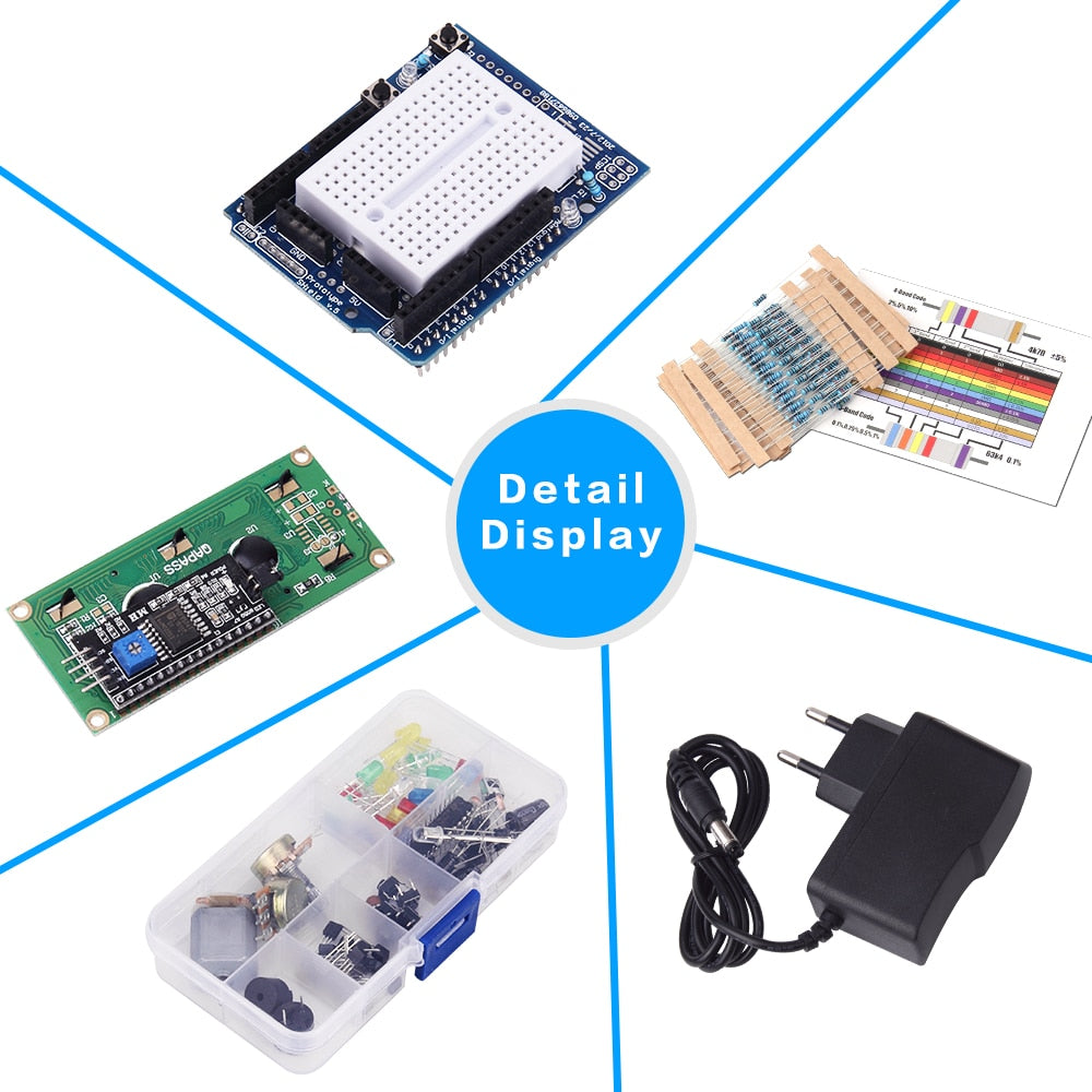 LAFVIN Power Supply Learning Kit for UNO R3 Project including Ultrasonic Sensor, LCD1602 with Tutorial for Arduino