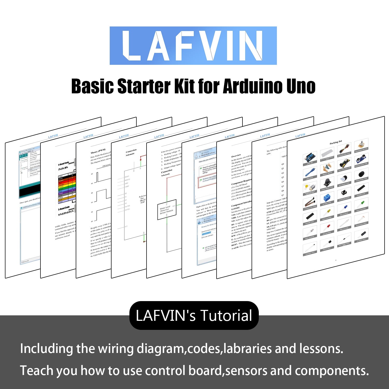 LAFVIN Starter Kit for Arduino UNO R3 Project UNO R3 Board Kit for Arduino Programming Project DIY Electronics Stater Learning Kit with Tutorial