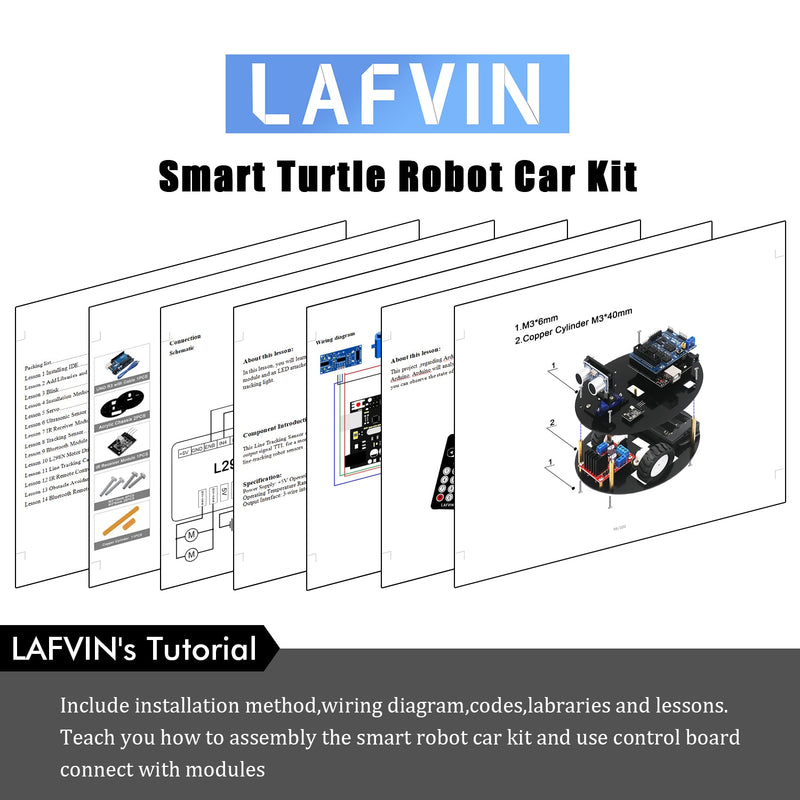 LAFVIN Smart Robot Car Kit Turtle DIY Assembly Kit with Tutorial for Arduino