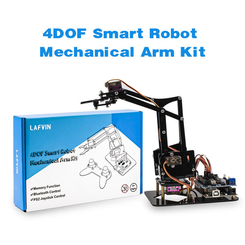 NEW LAFVIN 4DOF Acrylic Toys Robot Mechanical Arm Claw Kit for Arduino for UNO R3 DIY Robot with CD Tutorial