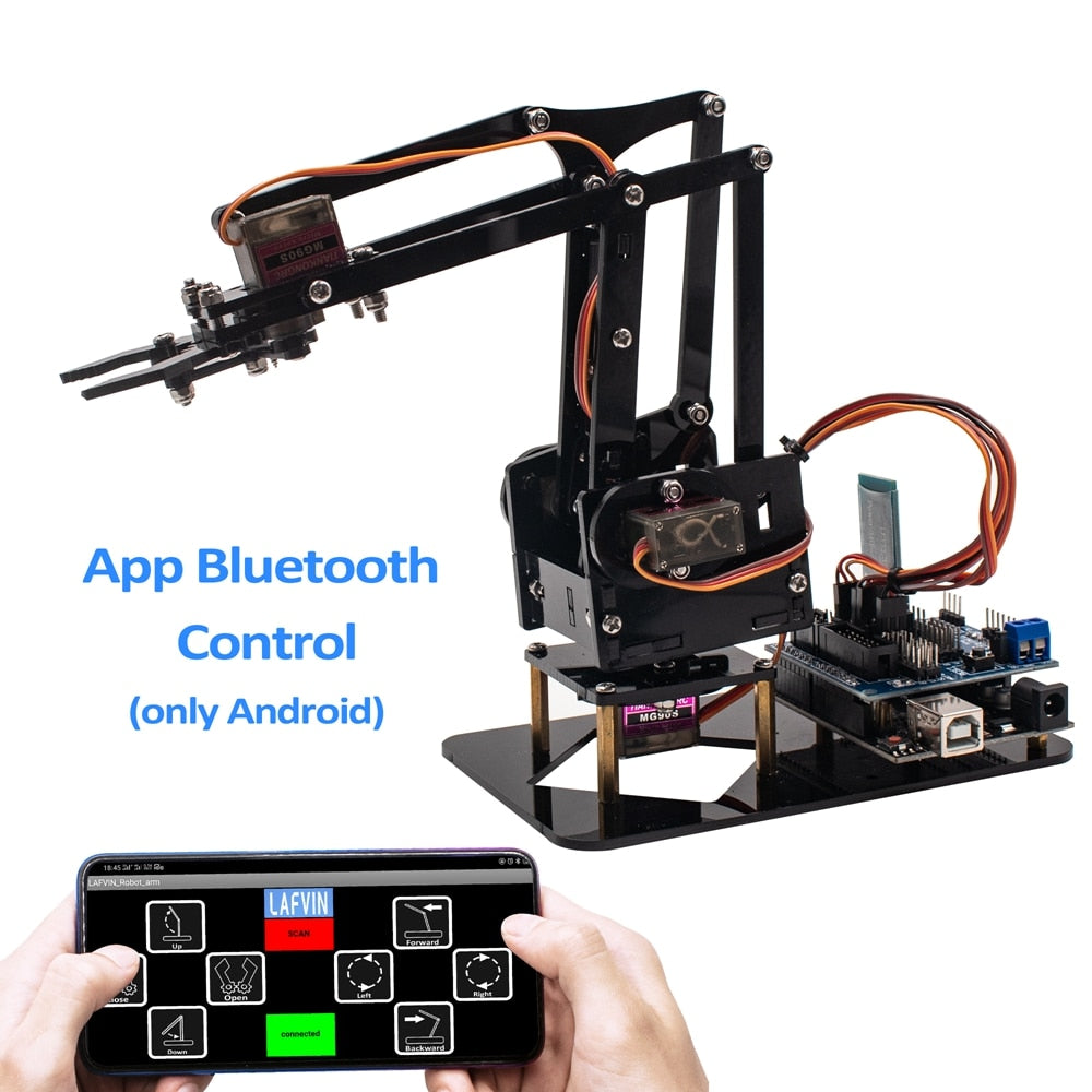 LAFVIN 4DOF Acrylic Robot Mechanical Arm Claw Kit for Arduino for UNO R3 DIY Robot with E-tutorial
