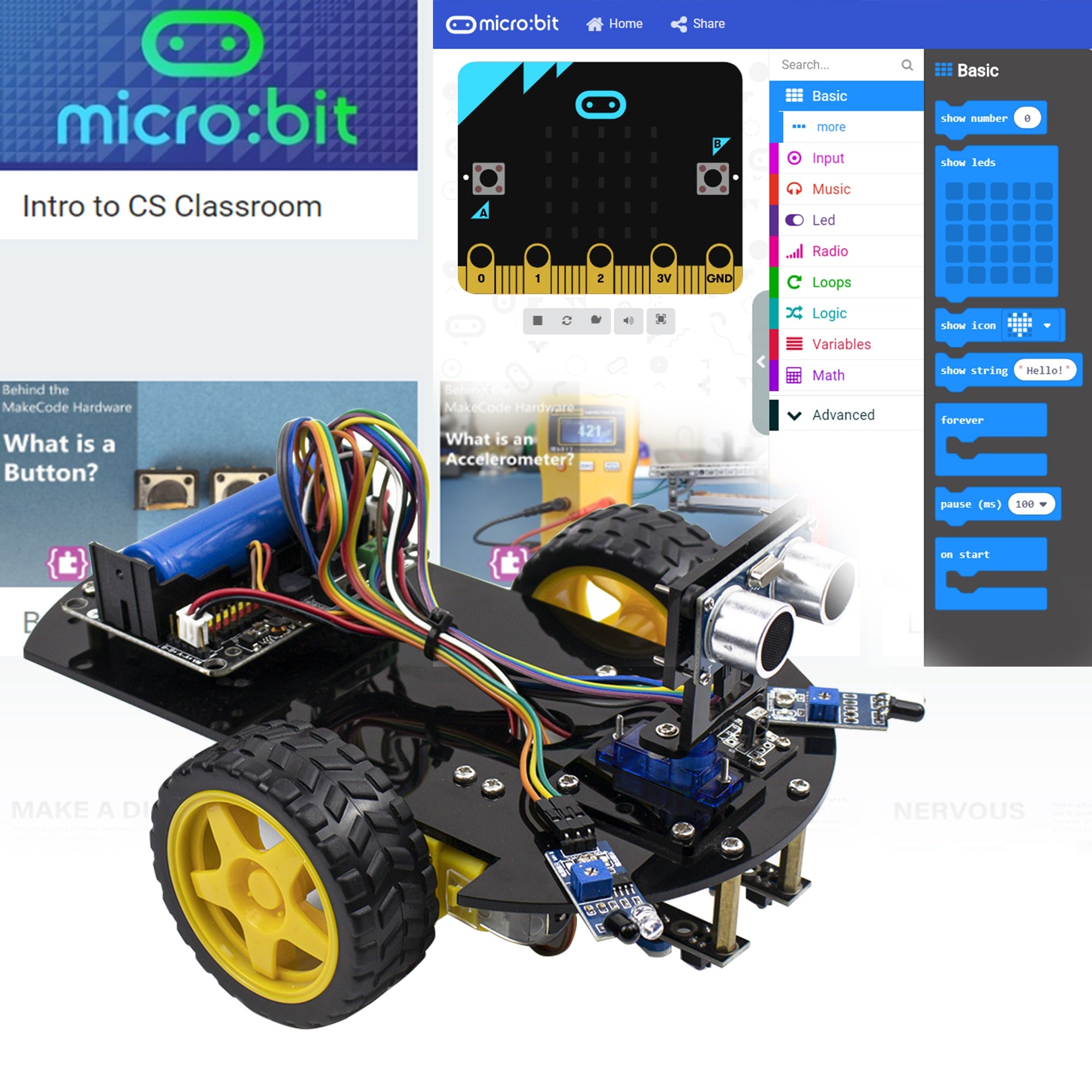 LAFVIN Multi-functional Smart Robot Car V2.0 Robot Kit for Microbit Robot with Tutorial