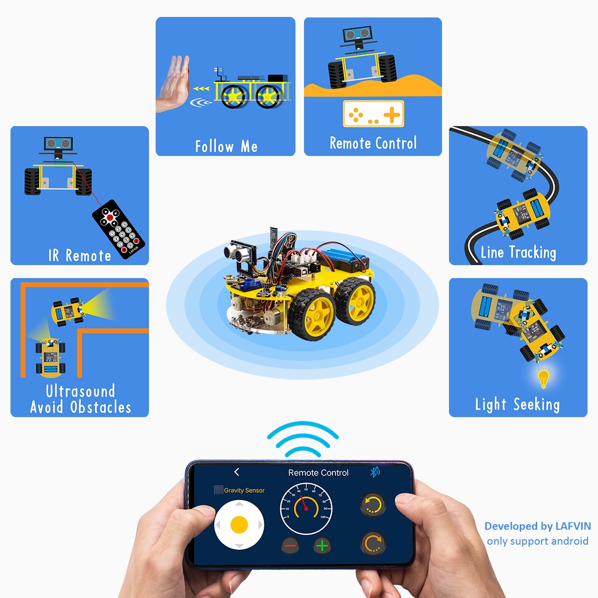 LAFVIN 4WD Smart Robot Car Kit V2 for Arduino Robot STEM /Graphical Programming Robot Car