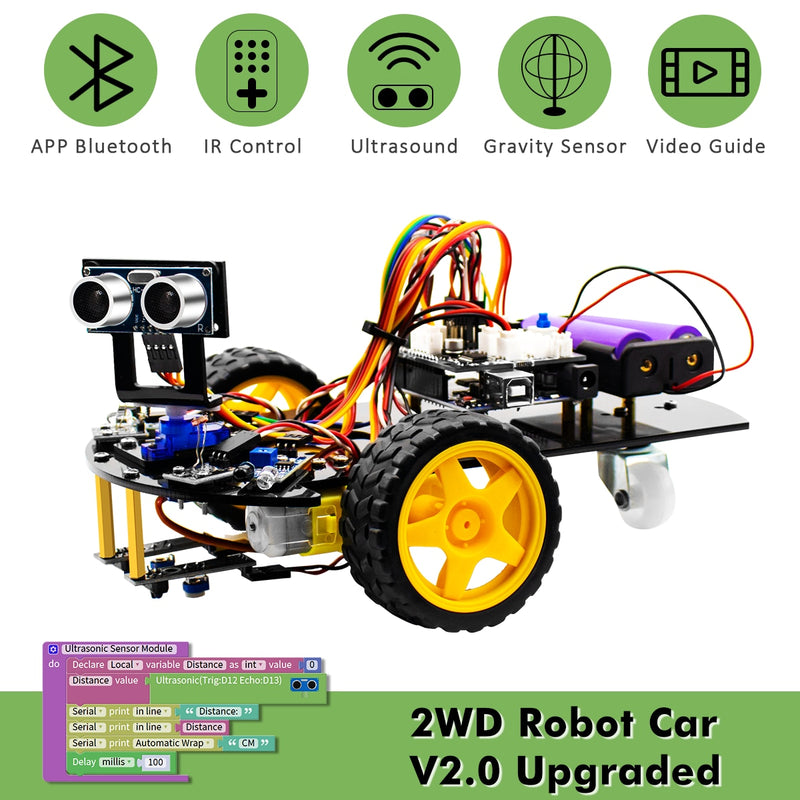LAFVIN Smart Robot Car 2WD Chassis Kit Upgraded V2.0 for Arduino Robot STEM /Graphical Programming Robot Car