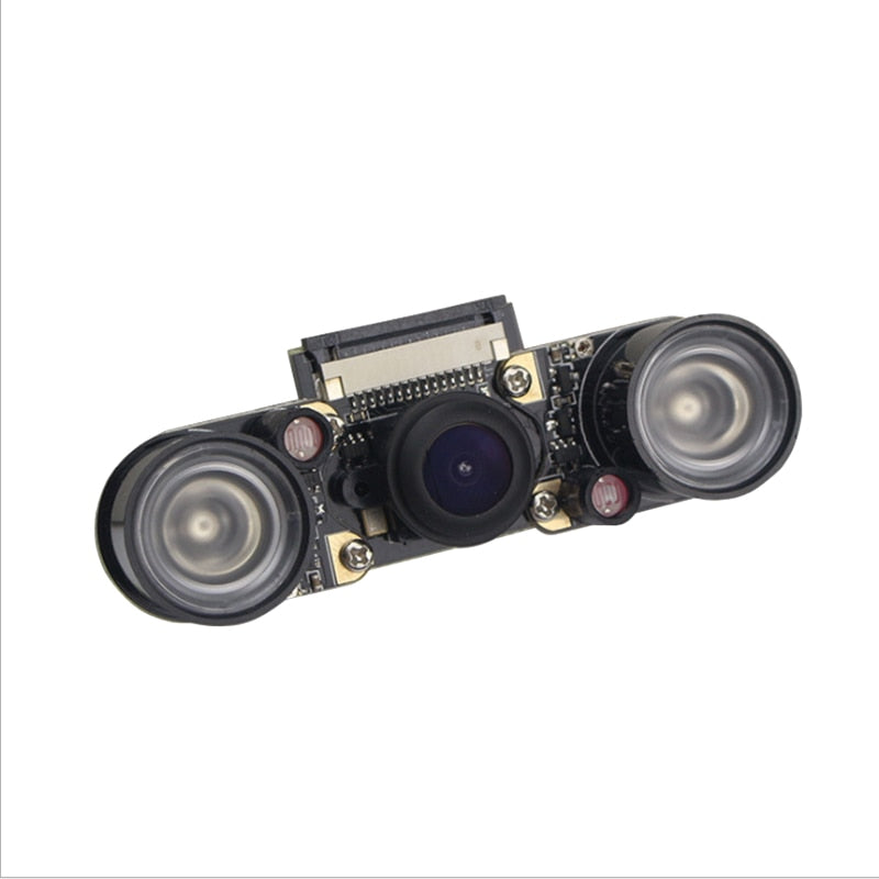 Night Vision Fisheye Camera 5MP OV5647 130 Degree Focal Adjustable Camera +Case for Raspberry Pi 3 Model B Plus